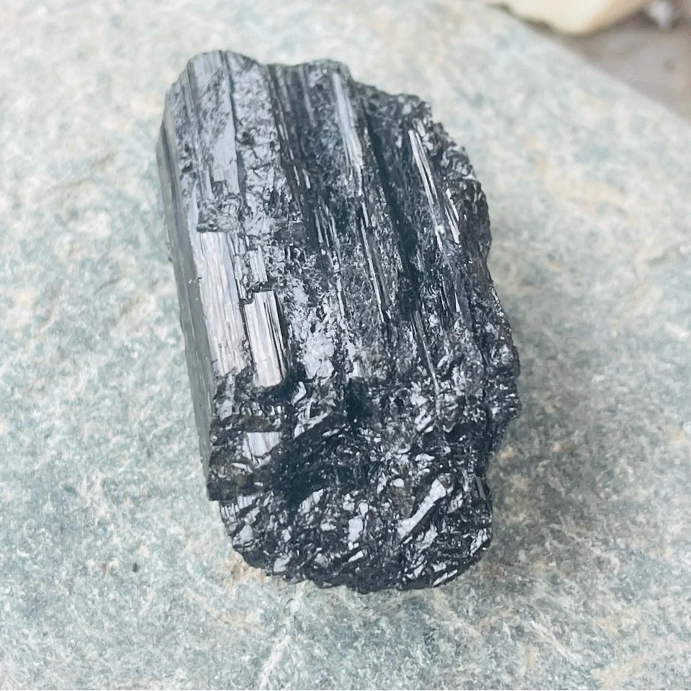 New Black Tourmaline Natural Crystal Free Form  Delicate Stone 34.5g